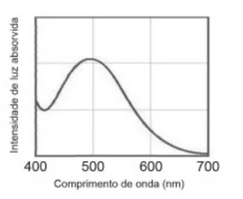 Diagrama da intensidade de luz absorvida em função do comprimento de onda