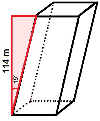 Triângulo vermelho formado pela inclinação da torre