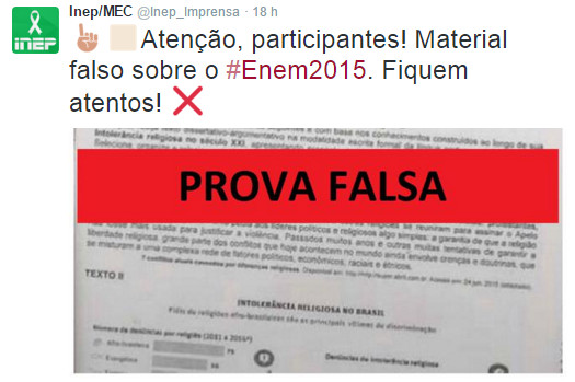 Questão INEP - 2015 - ENEM - Exame Nacional do Ensino Médio