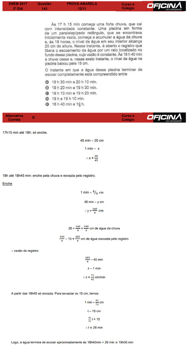 Resolução Enem 2017 Matemática